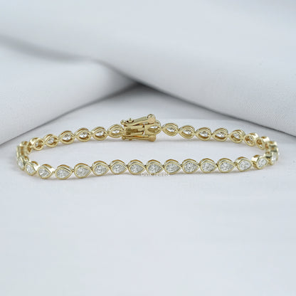 Pear Cut Lab Diamond Bezel Set Tennis Bracelet