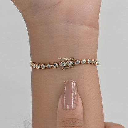 Pear Cut Lab Diamond Bezel Set Tennis Bracelet