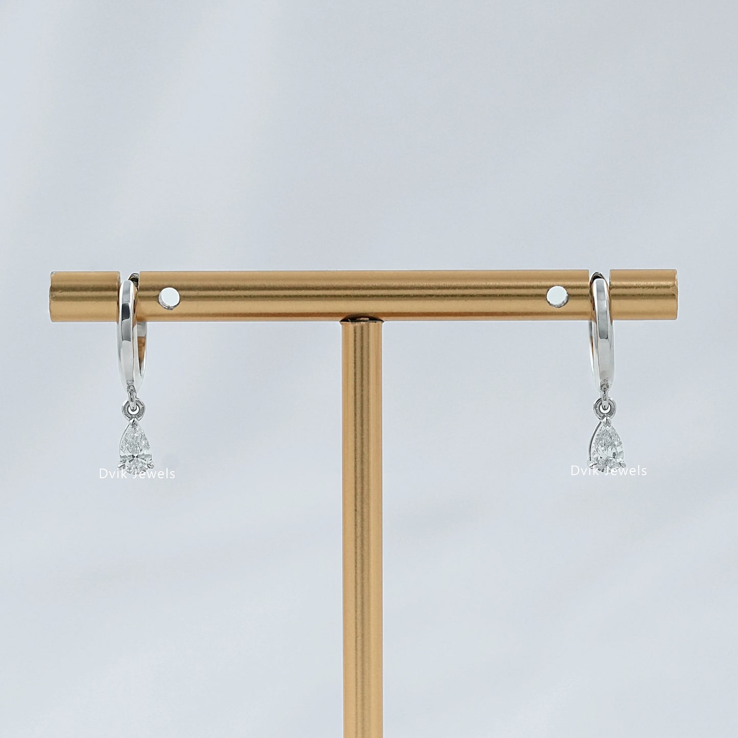 Pear Lab Diamond Dangle Hoop Earrings