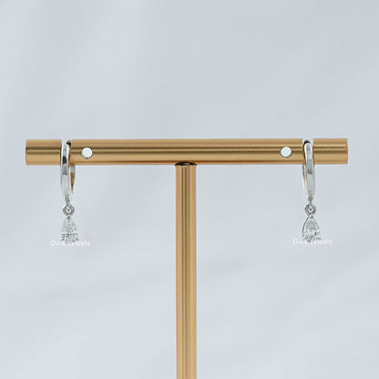 Pear Lab Diamond Dangle Hoop Earrings
