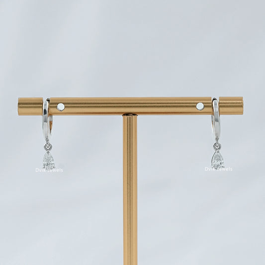 Pear Lab Diamond Dangle Hoop Earrings