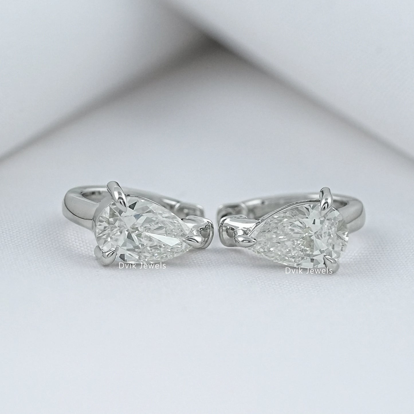 Pear Cut Lab Diamond Solitaire Hoop Earrings Earrings