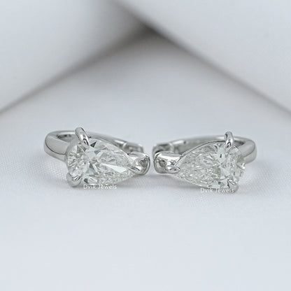 Pear Cut Lab Diamond Solitaire Hoop Earrings Earrings