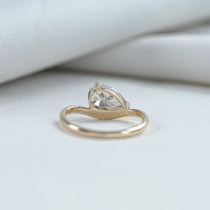 East West Pear Cut Lab Diamond Solitaire Ring