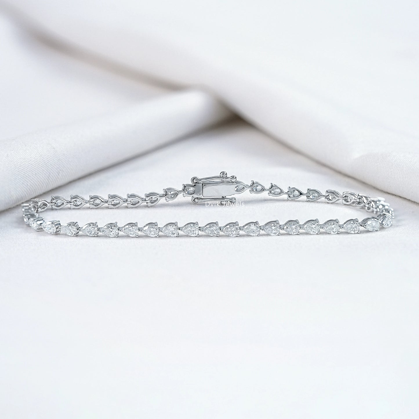 Pear Cut Lab Diamond Tennis Bracelet
