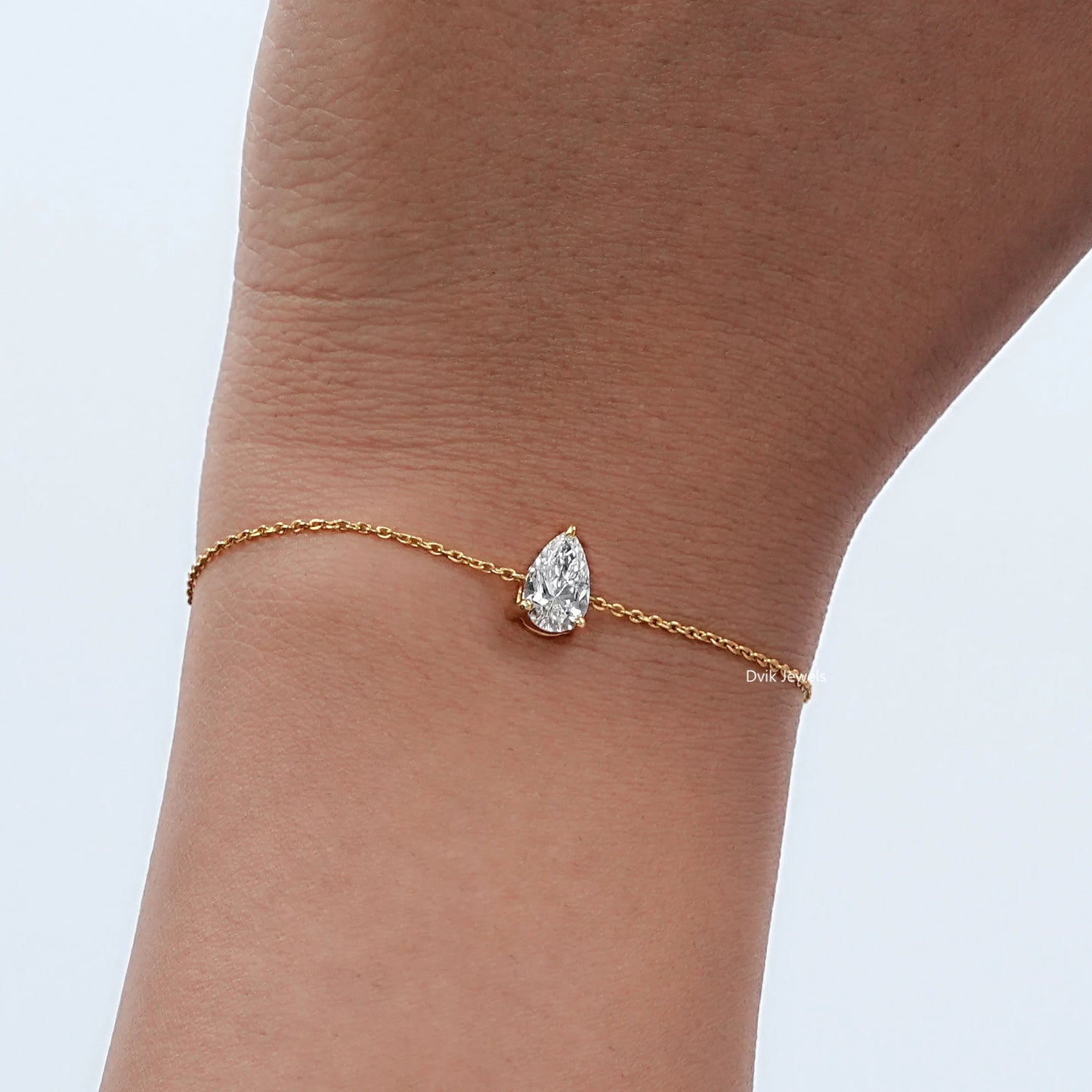 Pear Shaped Lab Diamond Solitaire Bracelet