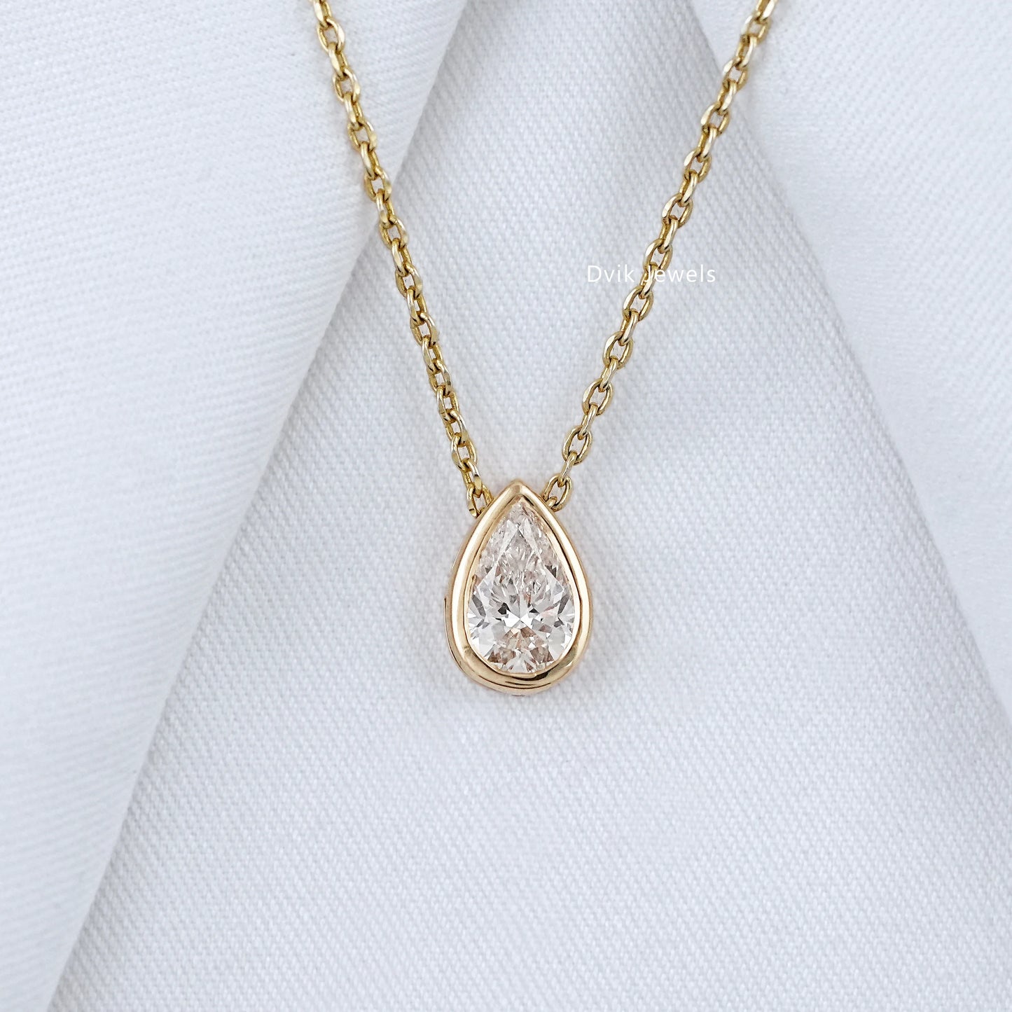 Pear Cut Lab Grown Bezel Set Diamond Pendant
