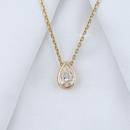 Pear Cut Lab Grown Bezel Set Diamond Pendant