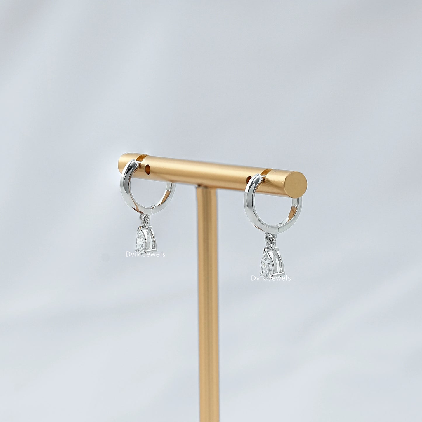 Pear Lab Diamond Dangle Hoop Earrings