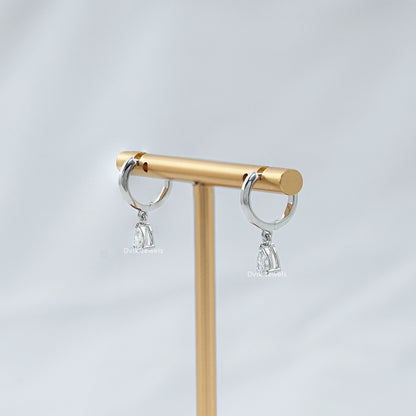 Pear Lab Diamond Dangle Hoop Earrings