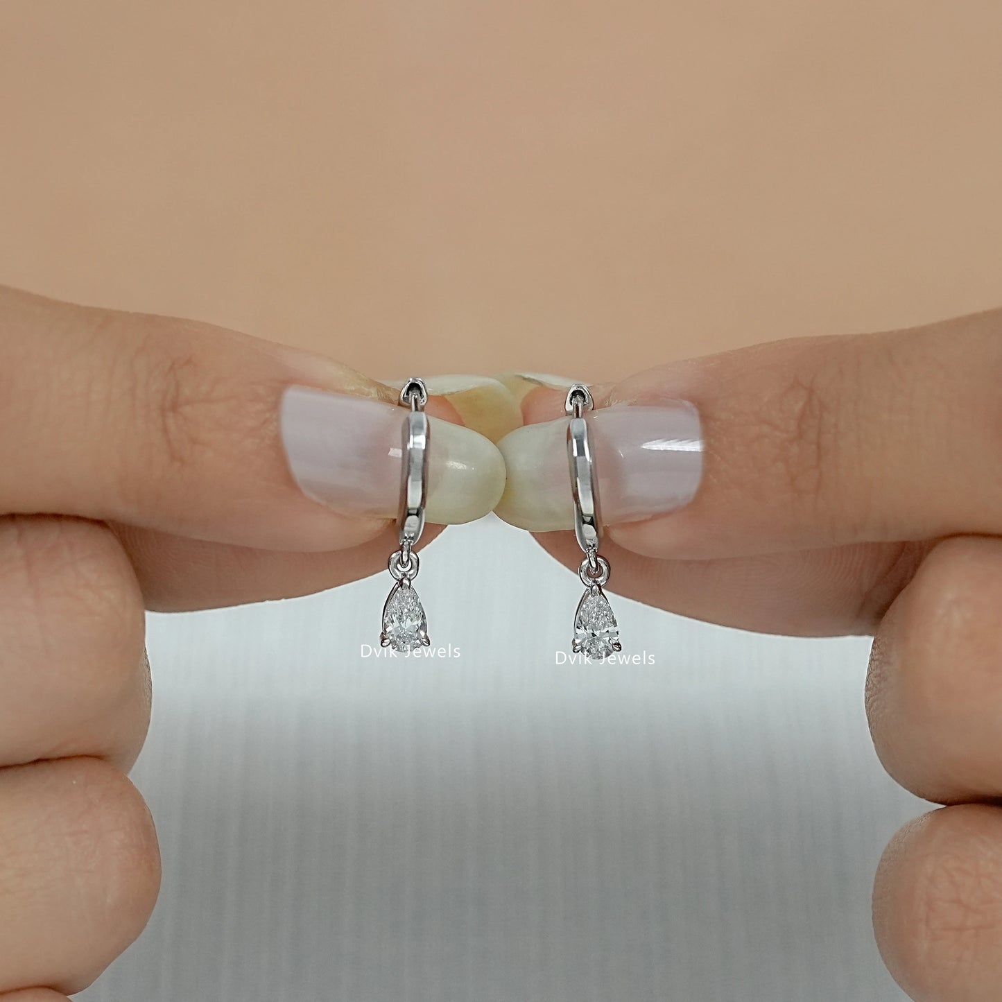Pear Lab Diamond Dangle Hoop Earrings