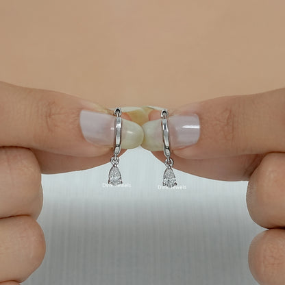 Pear Lab Diamond Dangle Hoop Earrings