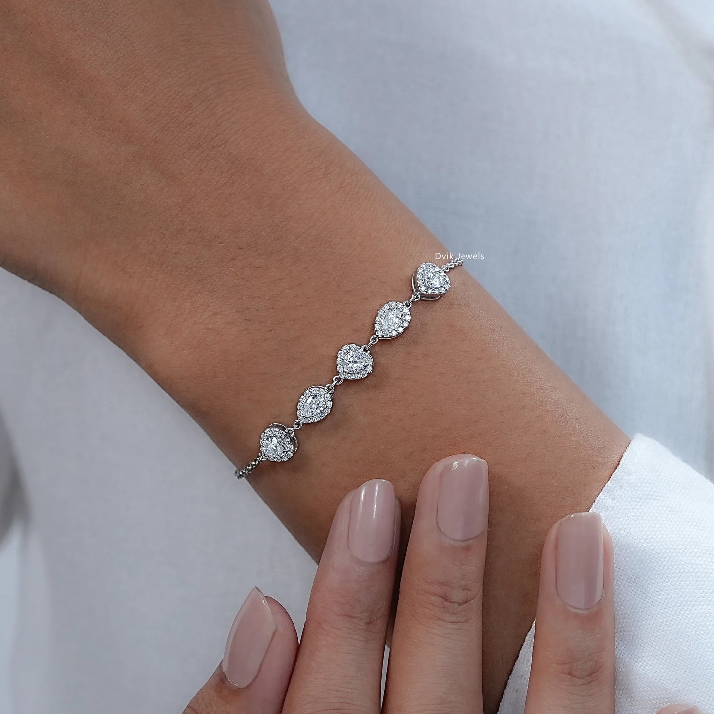 Heart And Pear Halo Lab Diamond Bracelet