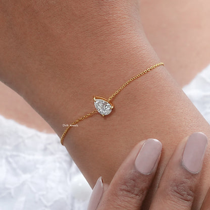 Pear Shaped Lab Diamond Solitaire Bracelet