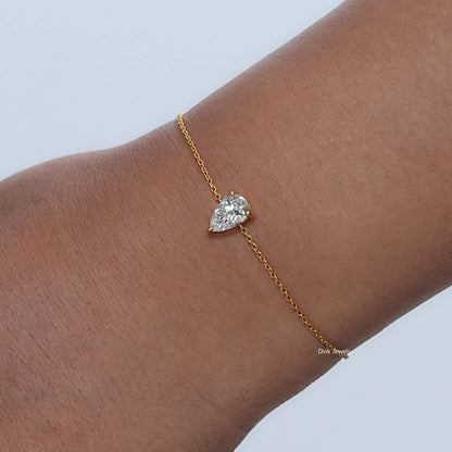 Pear Shaped Lab Diamond Solitaire Bracelet