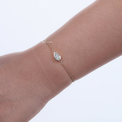 Pear Cut Lab Grown Diamond Solitaire Chain Bracelet