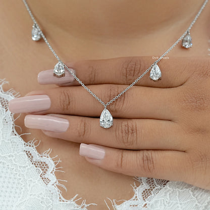 Pear Lab Diamond Station Drop Necklace
