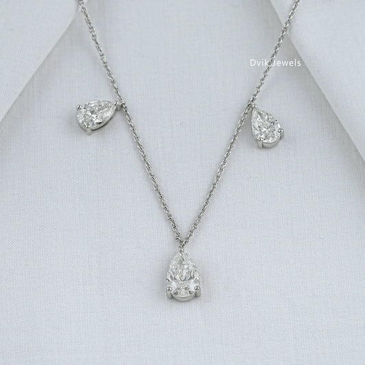 Pear Lab Diamond Station Drop Necklace Pendant