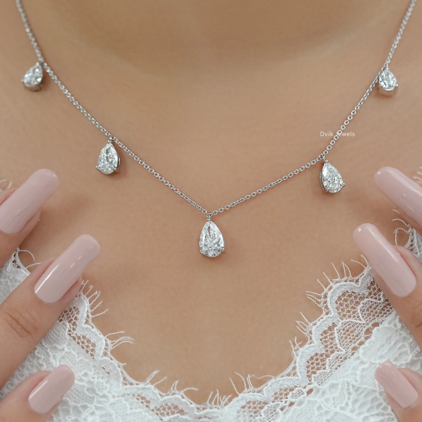 Pear Lab Diamond Station Drop Necklace