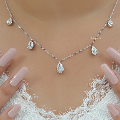 Pear Lab Diamond Station Drop Necklace