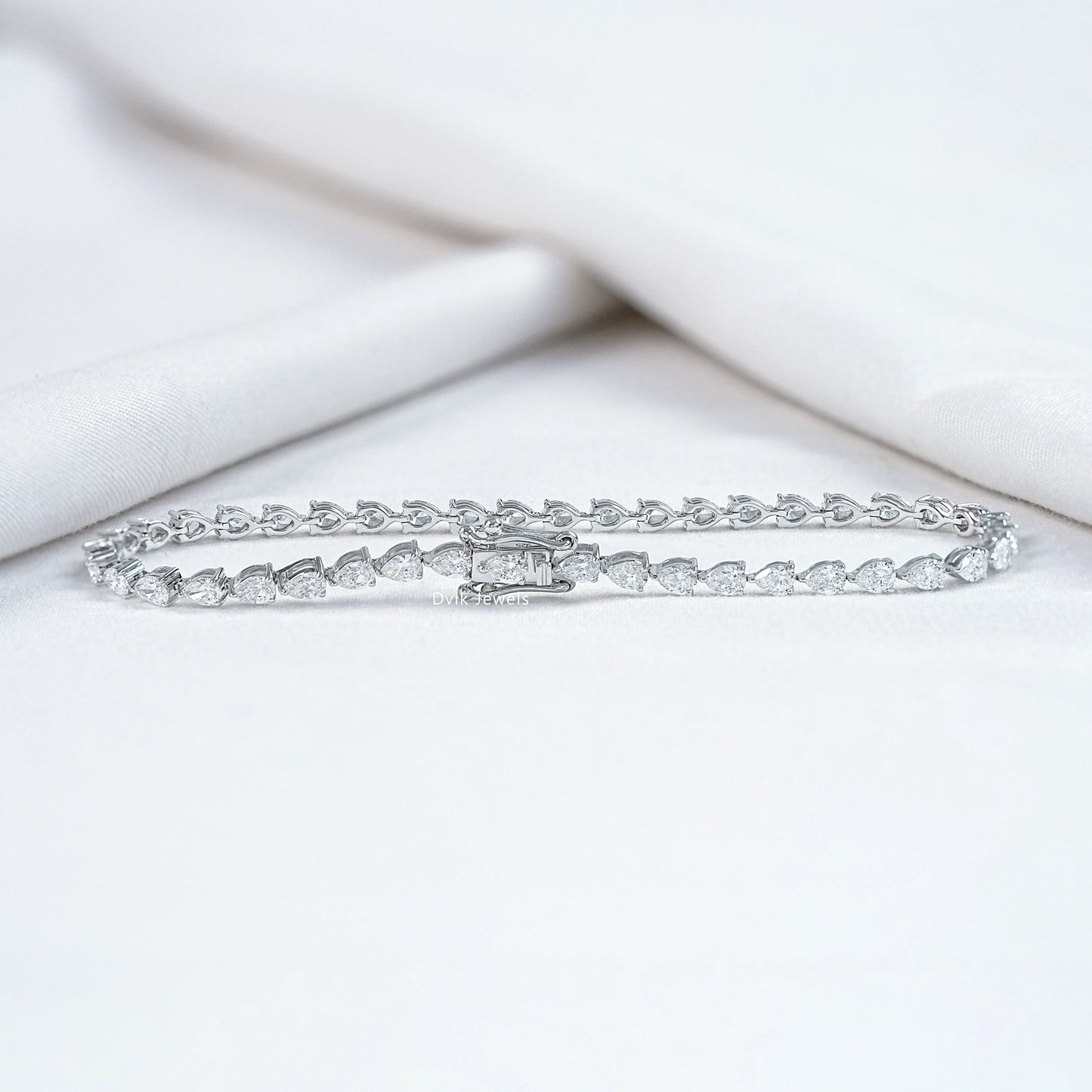 Pear Cut Lab Diamond Tennis Bracelet