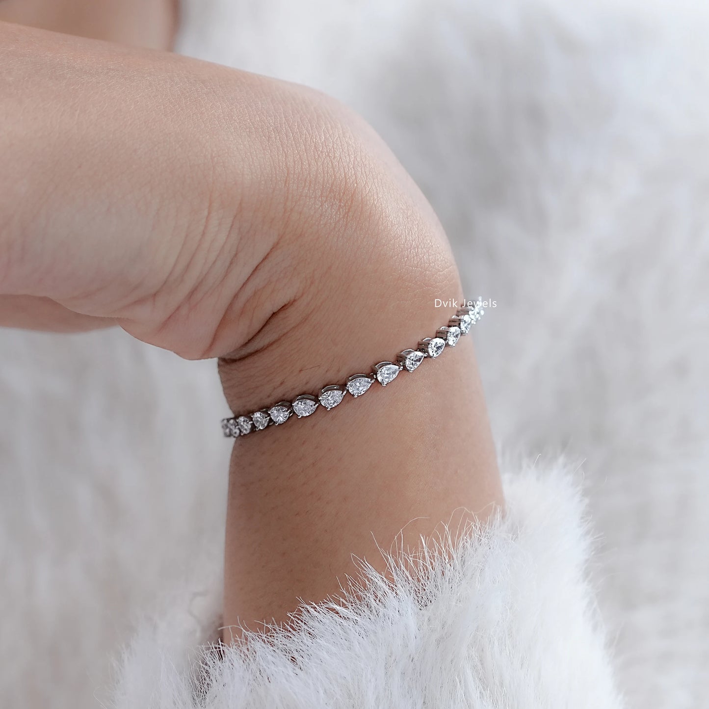 Pear Cut Lab Diamond Tennis Bracelet