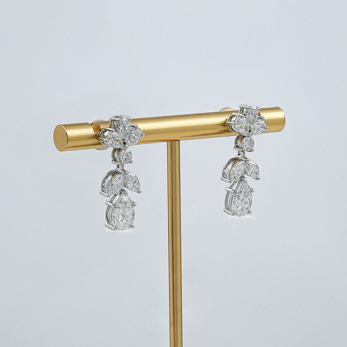 Pear And Marquise Diamond Drop Earrings