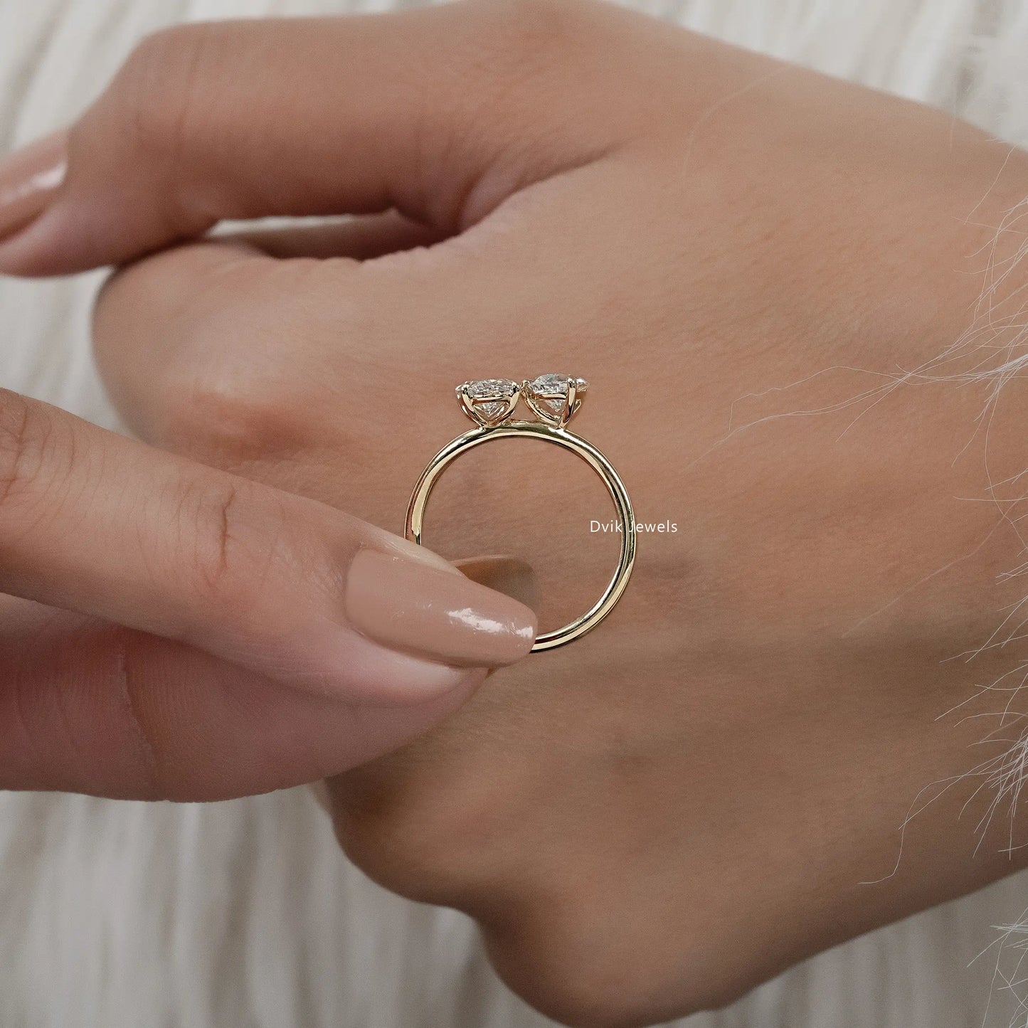 Pear and Oval Cut Lab Diamond Curved Wave Ring Ring