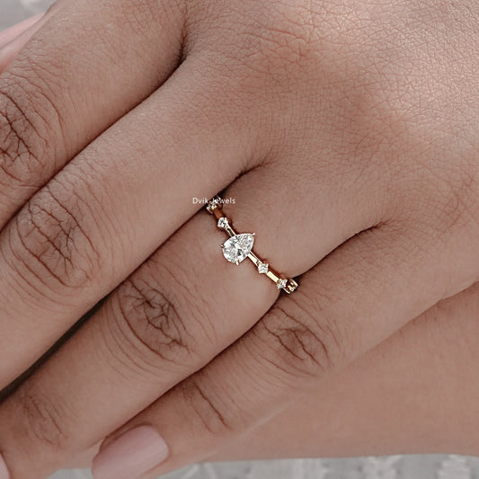 Pear Lab Grown Accent Diamond Ring