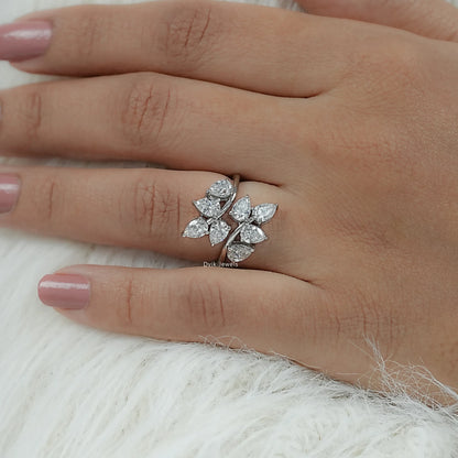 Model wear pear shaped bypass ring, luxury jewelry gifts for women