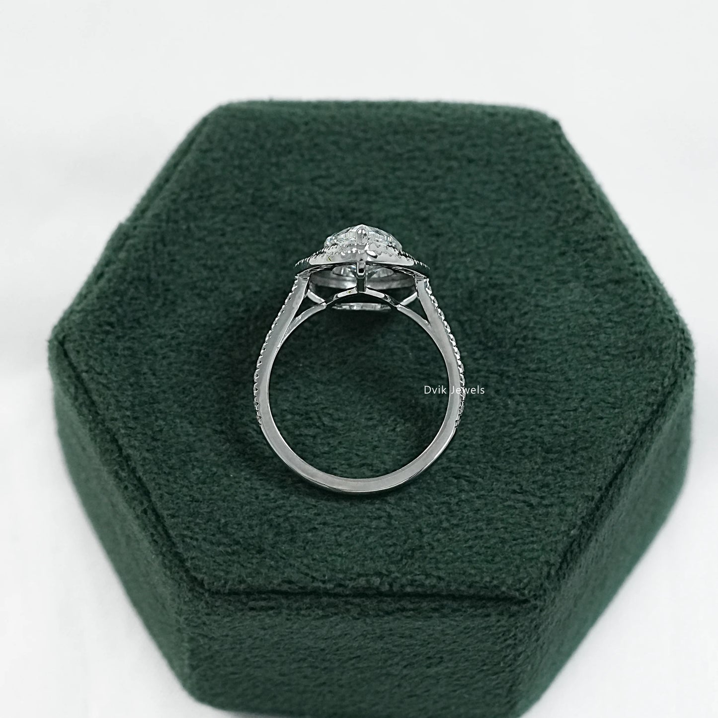 Pear Cut Lab Diamond Double Halo Engagement Ring