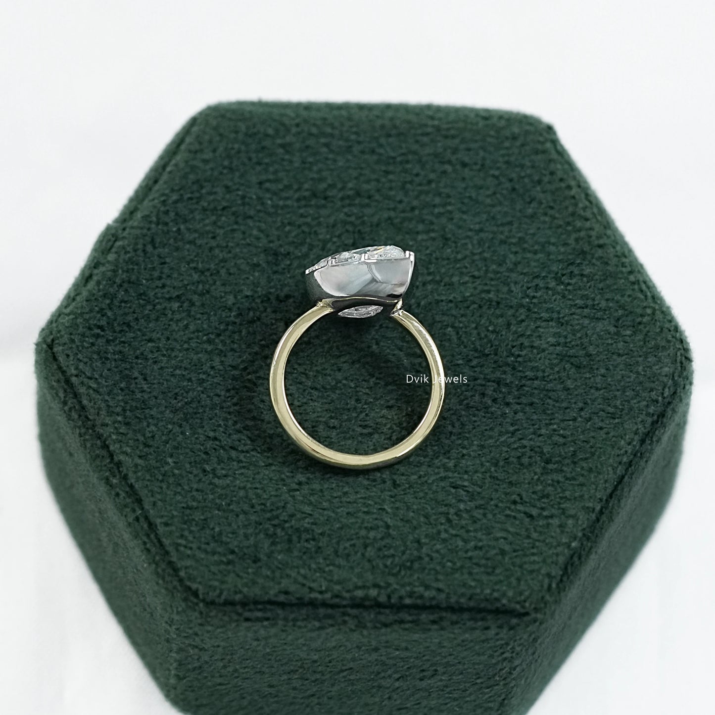 Pear Cut Lab Diamond Prong Setting Engagement Ring