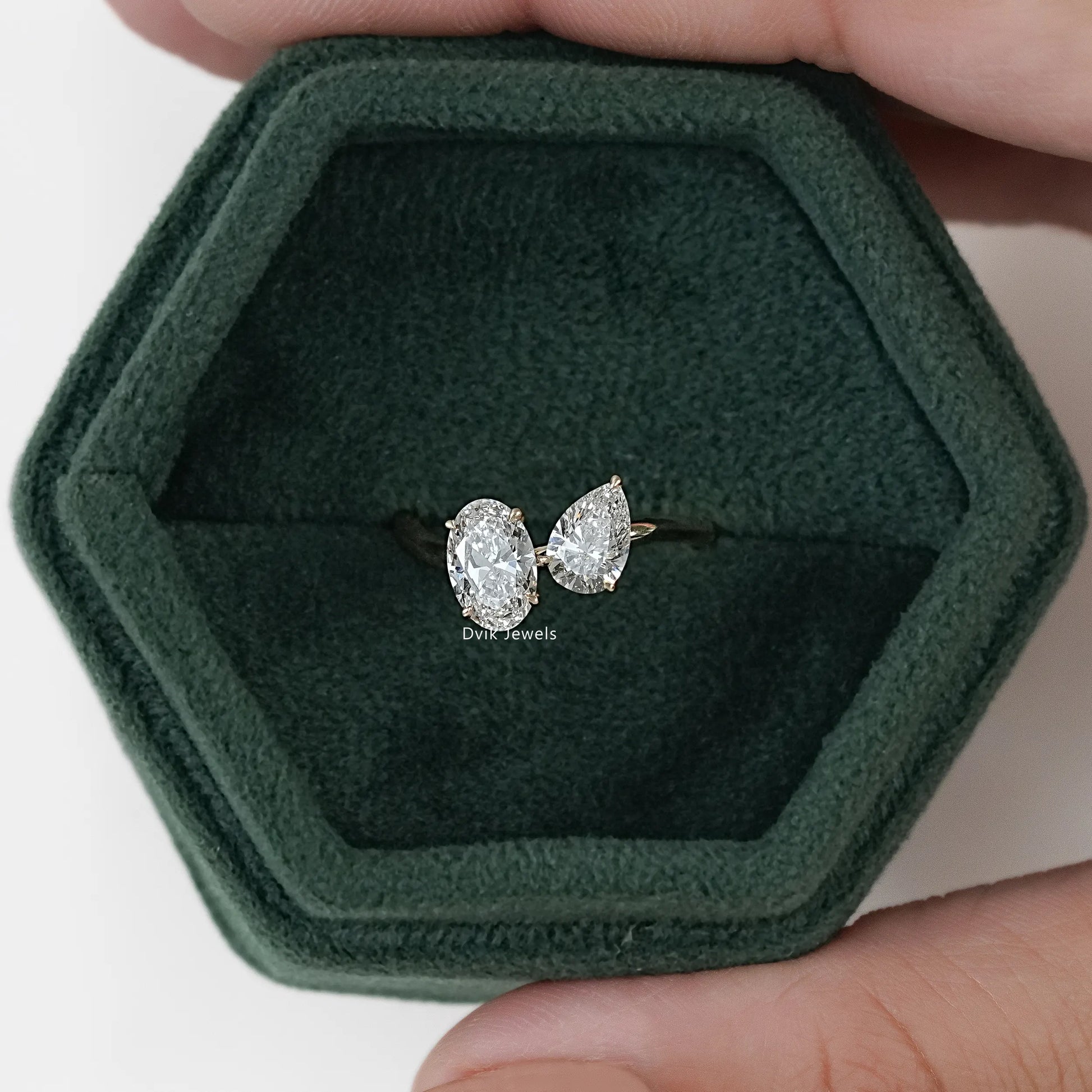 Pear and Oval Cut Lab Diamond Curved Wave Ring Ring
