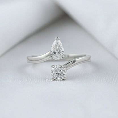 Twin shape lab diamond bypass ring by Dvik Jewels