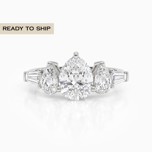 Pear And Baguette Diamond Five Stone Ring