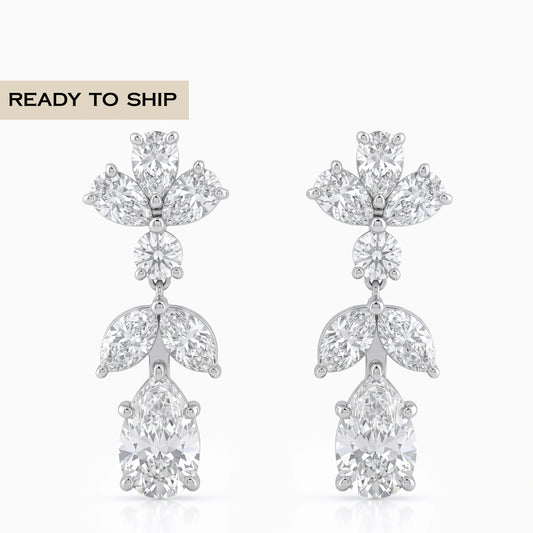 Pear And Marquise Diamond Drop Earrings