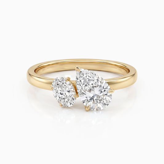 Pear And Oval Cut Lab Diamond Two Stone Ring Ring