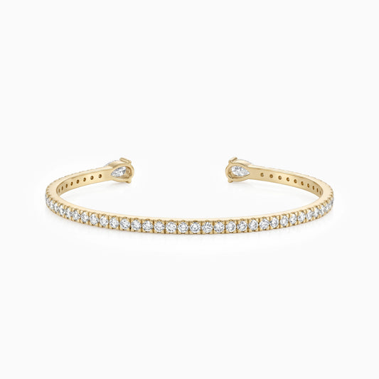 Pear And Round Cut Diamond Open Cuff Bracelet Bracelet
