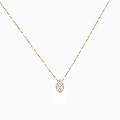 Pear Cut Lab Grown Bezel Set Diamond Pendant Necklace