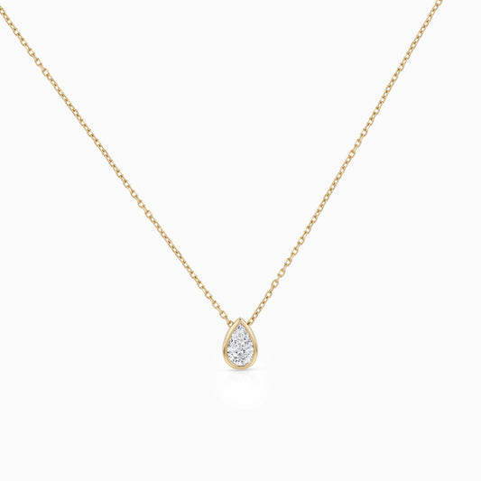 Pear Cut Lab Grown Bezel Set Diamond Pendant Necklace