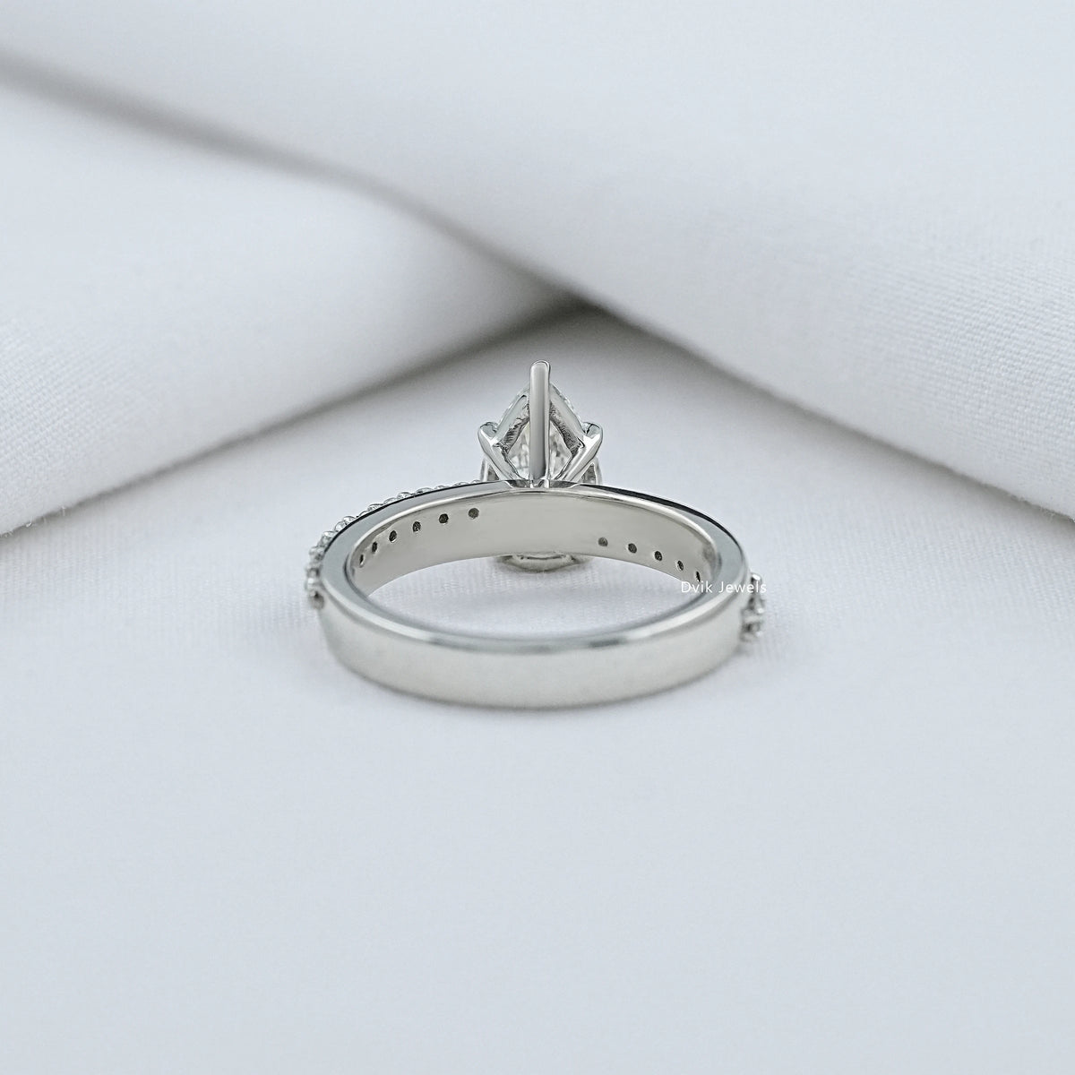 Pear Cut Lab Diamond Solitaire Accent Ring