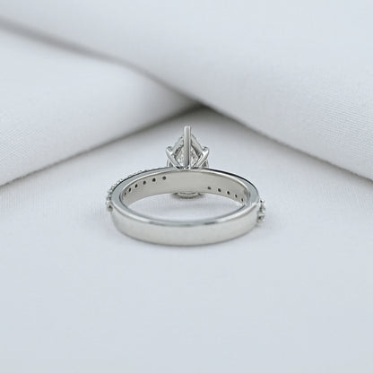 Pear Cut Lab Diamond Solitaire Accent Ring