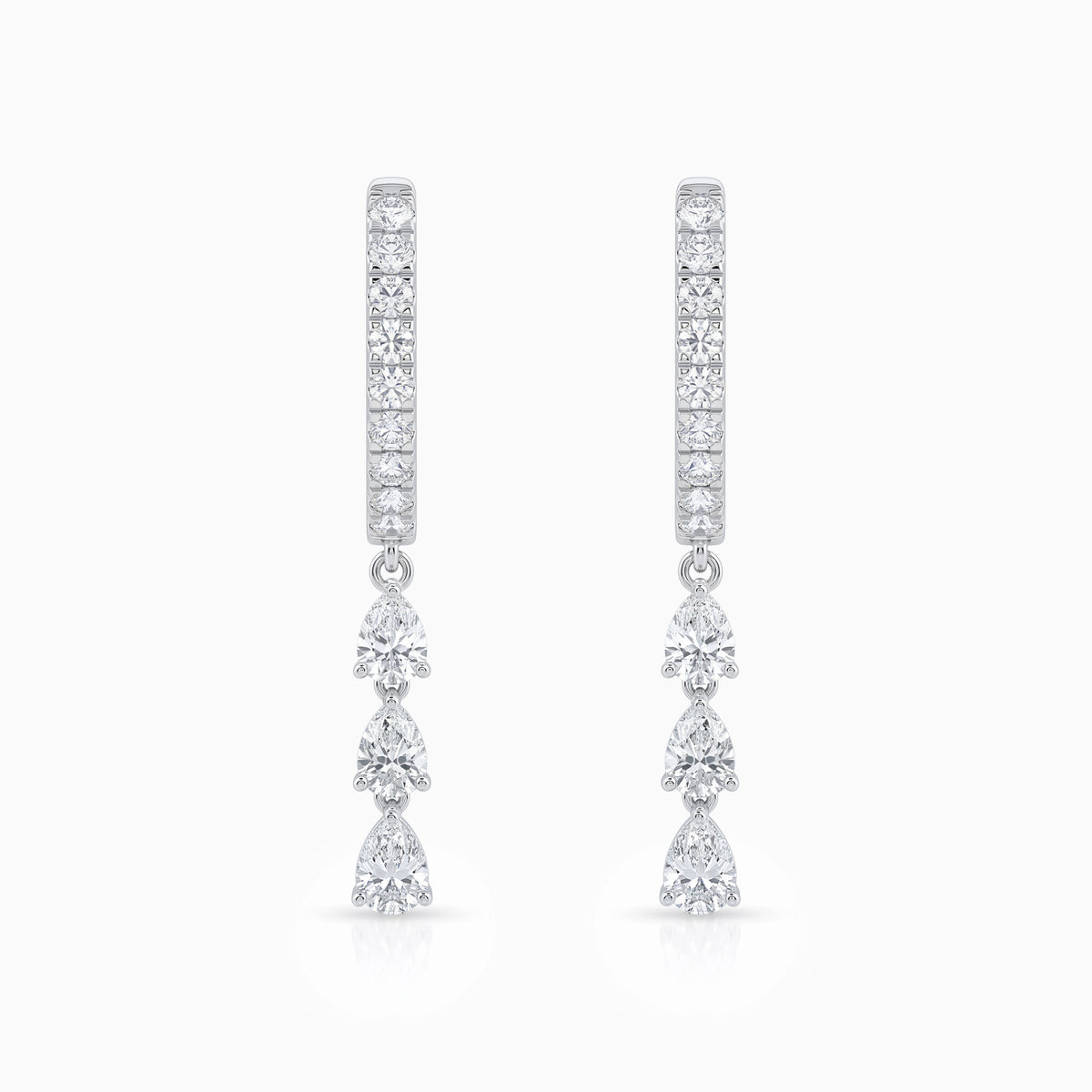 Pear Cut Diamond Drop Hoop Earring Earrings