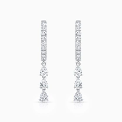 Pear Cut Diamond Drop Hoop Earring Earrings