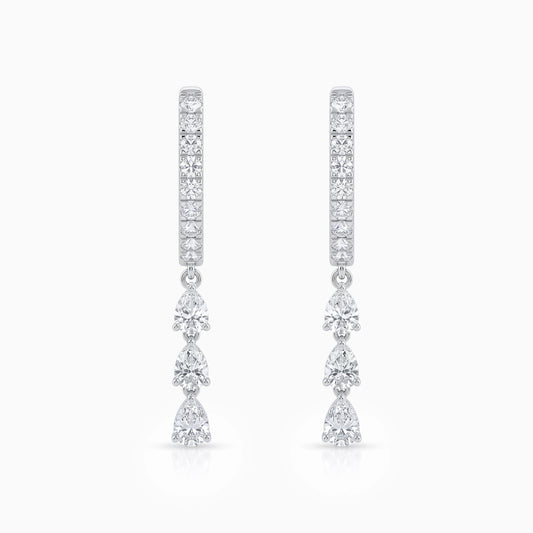 Pear Cut Diamond Drop Hoop Earring