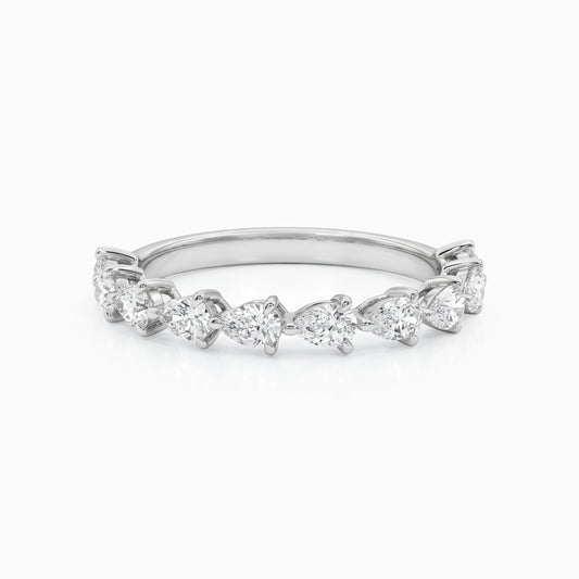 Pear Cut East West Set Half Eternity Band