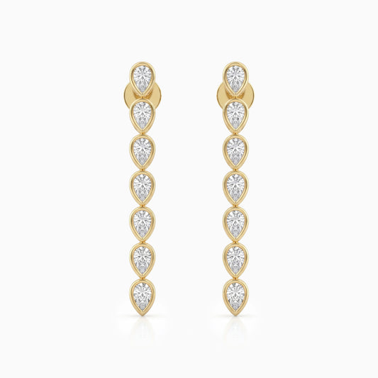 Pear Cut Lab Diamond Bezel Set Drop Earrings