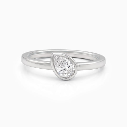 Pear Cut Lab Diamond Bezel Solitaire Ring Ring