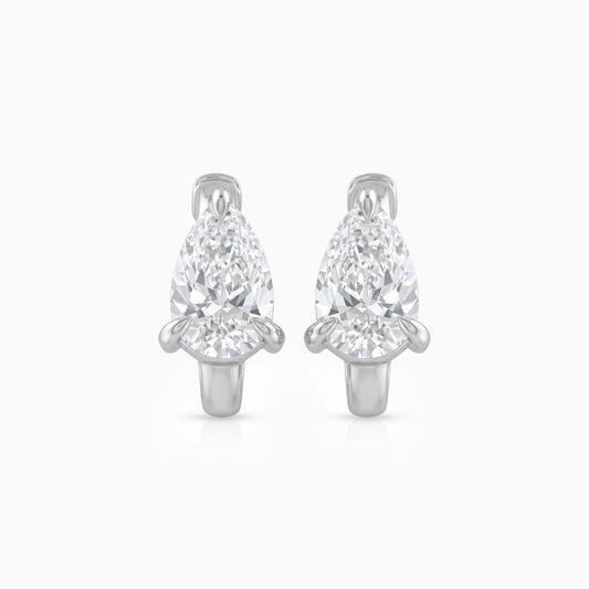 Pear Cut Lab Diamond Solitaire Hoop Earrings
