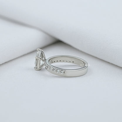 Pear Cut Lab Diamond Solitaire Accent Ring